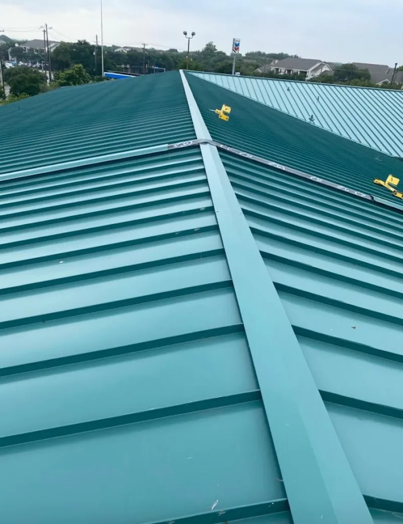 Green commercial metal roof ridge and valley for Metal Roof Repair in Starke